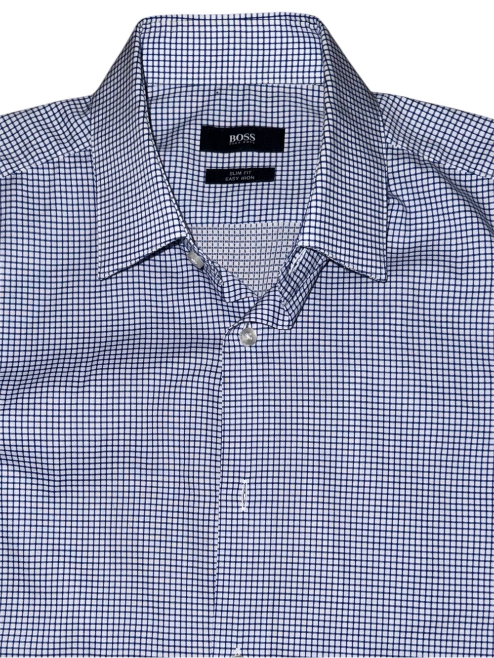 BOSS by Hugo Boss Slim Fit Navy Check Dress Shirt - Like New - 15/38